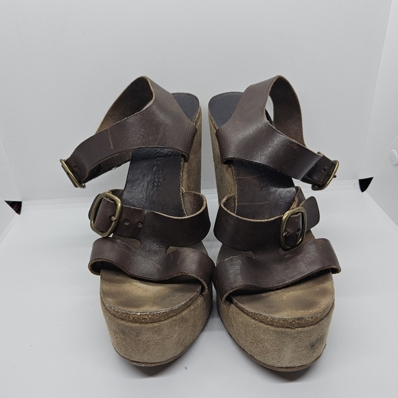 Pedro Garcia brown leather Tex wedge platform sandals EU 39.5 - Picture 3 of 12